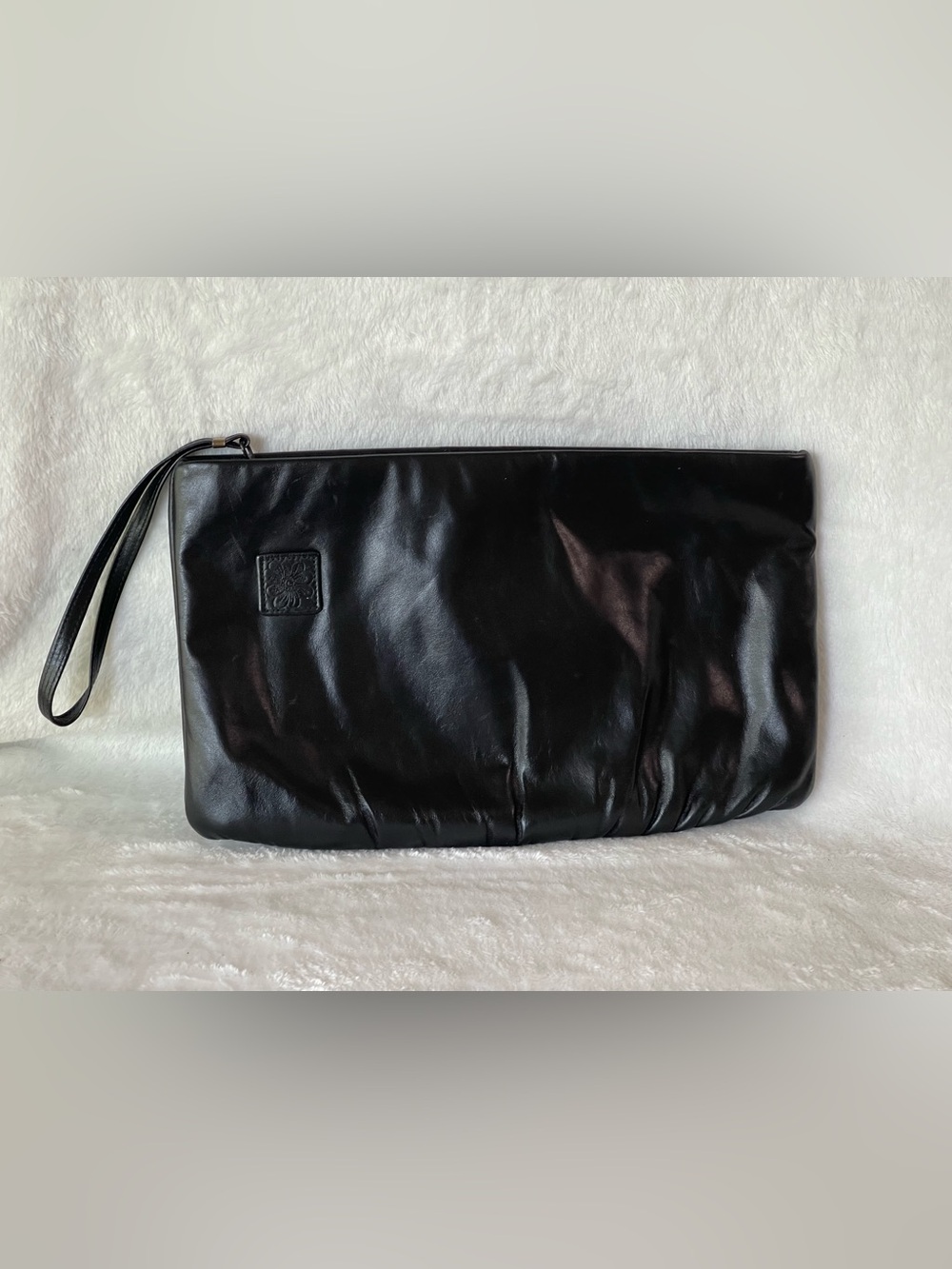 Vintage Mardane U.S.A. black leather clutch purse bag wristlet purse, soft